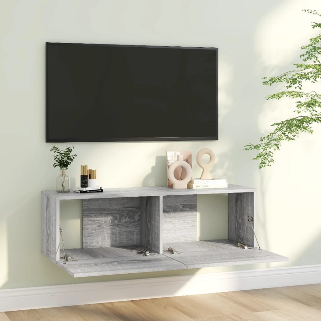 vidaXL Nástenná TV skrinka sivá sonoma 100x30x30 cm spracované drevo