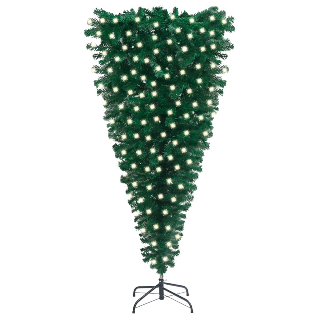 vidaXL Prevrátený osvetlený umelý vianočný stromček, zelený 240 cm