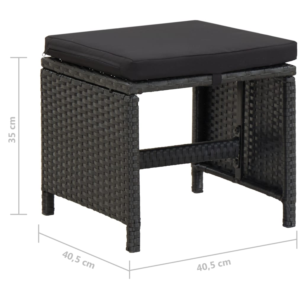 vidaXL Záhradné stoličky 4 ks s podložkami polyratan čierne