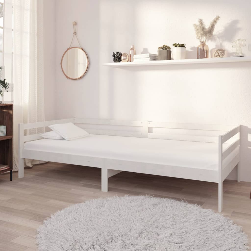 vidaXL Denná posteľ s matracom 90x200 cm, biela, borovicový masív