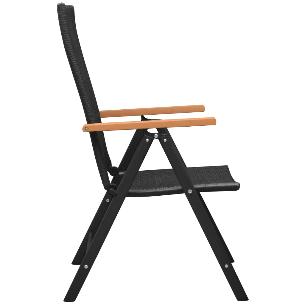 vidaXL Stohovateľné záhradné stoličky 2 ks, polyratan, čierne