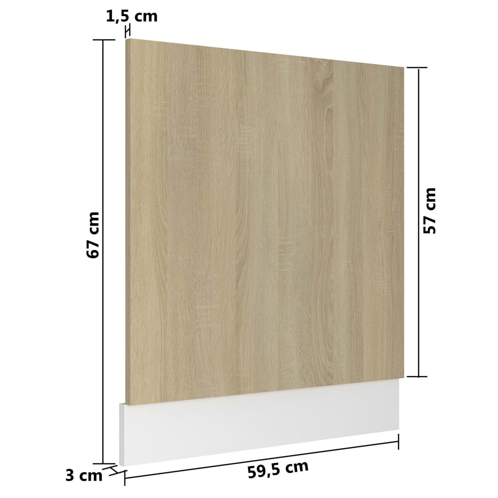 vidaXL Dvierka na umývačku, dub sonoma 59,5x3x67 cm, drevotrieska