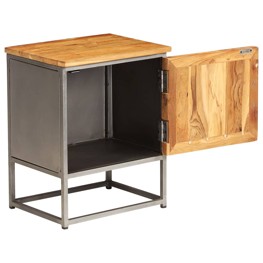 vidaXL Nočný stolík 40x30x50 cm recyklovaný tík a oceľ