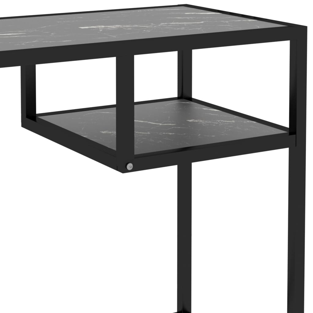 vidaXL Počítačový stôl, čierny mramor 100x36x74 cm, tvrdené sklo