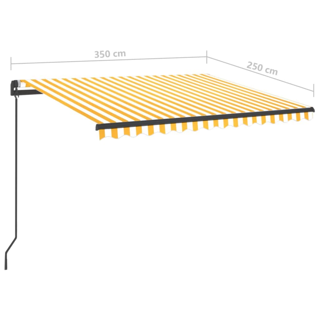 vidaXL Ručne zaťahovacia markíza s LED 3,5x2,5 m žltá a biela