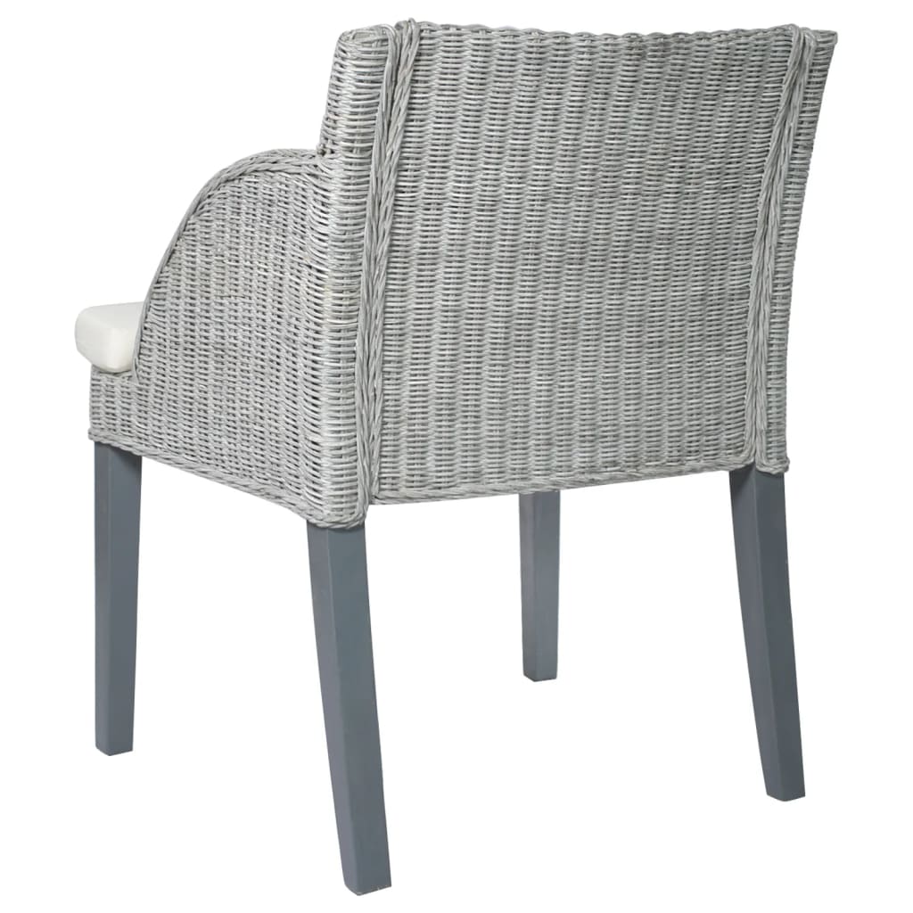 vidaXL Jedálenské stoličky s podložkami 2 ks sivé prírodný ratan