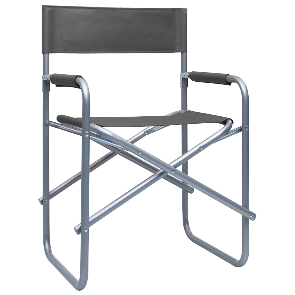 vidaXL Režisérske stoličky 2 ks, oceľ, sivé