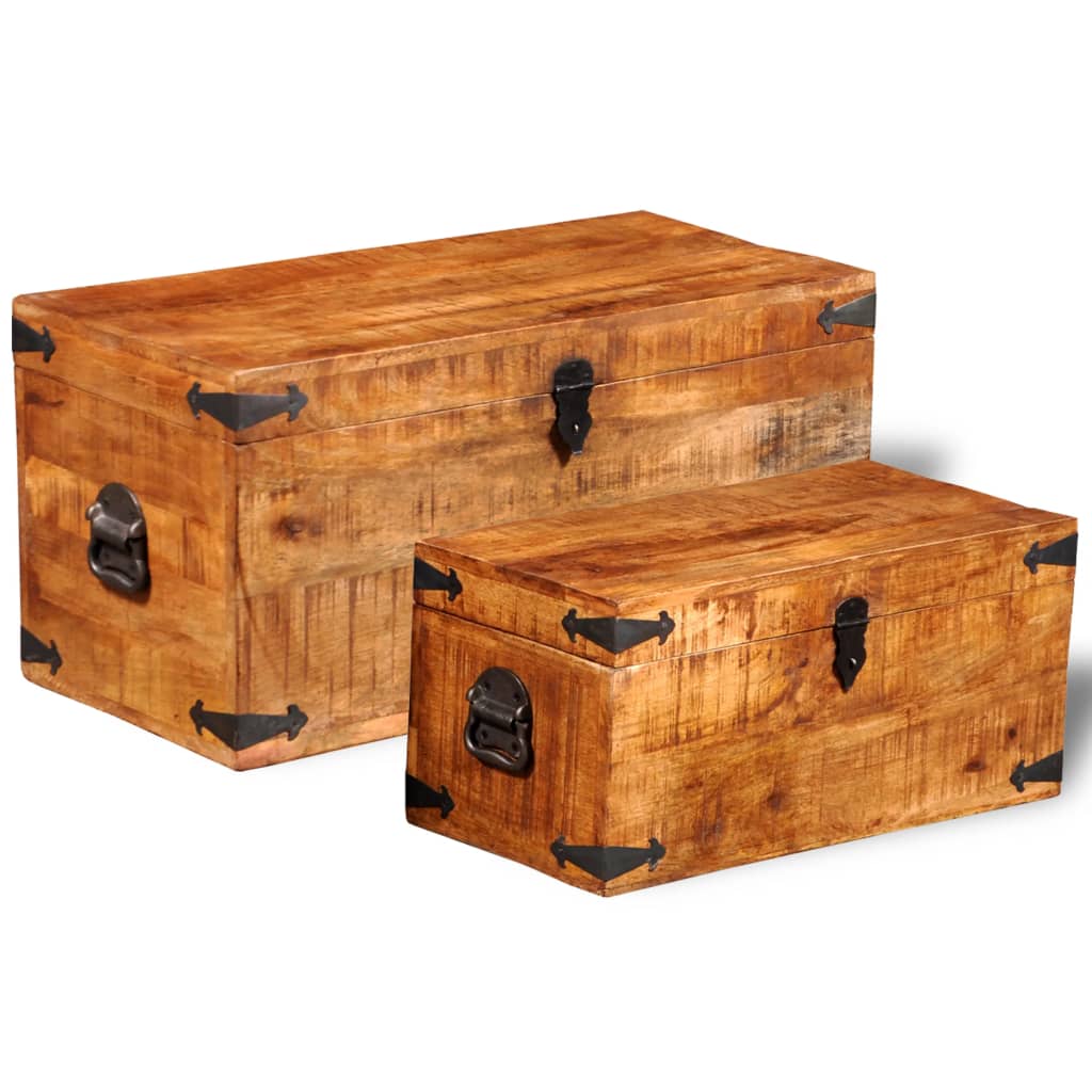 vidaXL Súprava skladovacích truhlíc, 2 kusy, surové mangové drevo