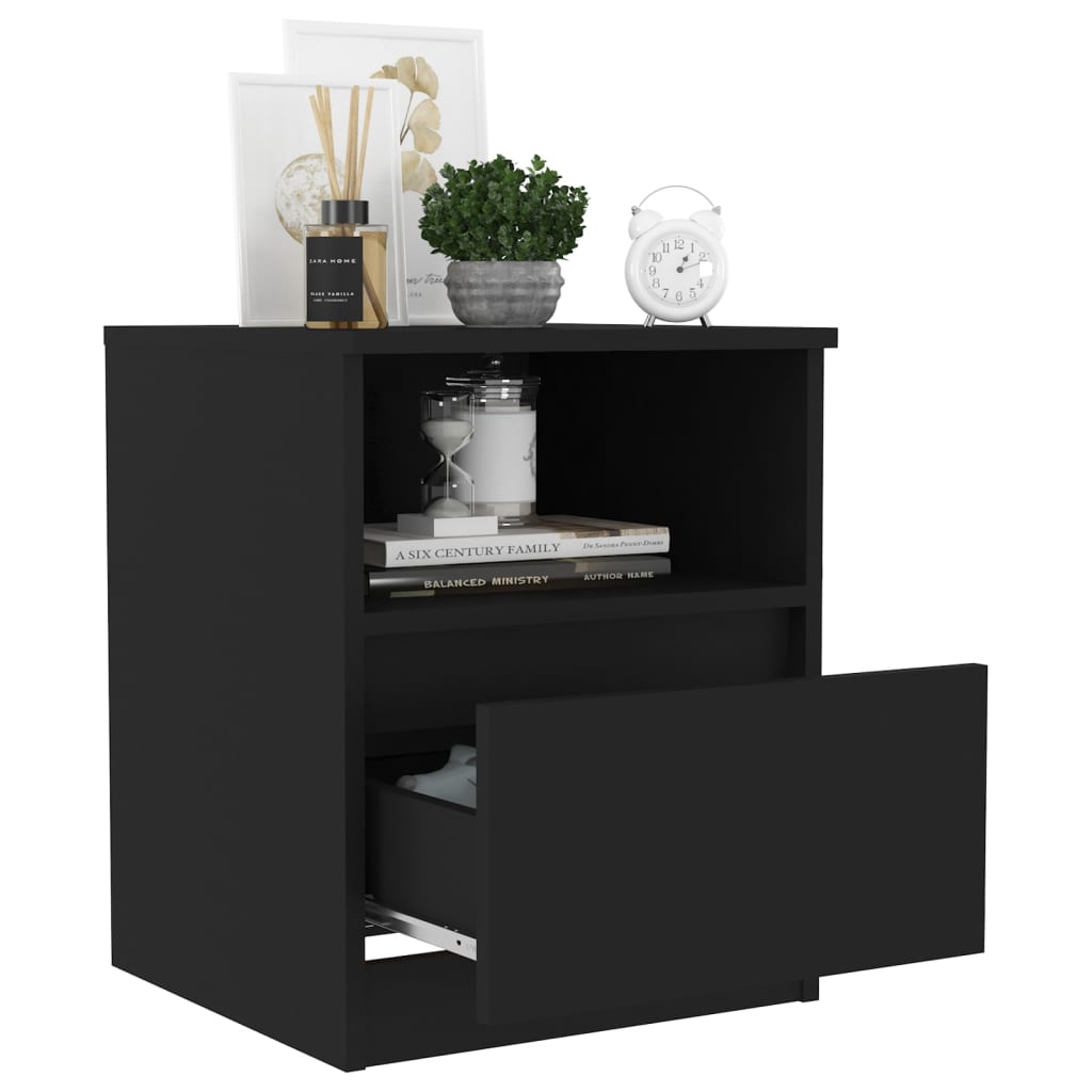vidaXL Nočný stolík, čierny 40x40x50 cm, kompozitné drevo