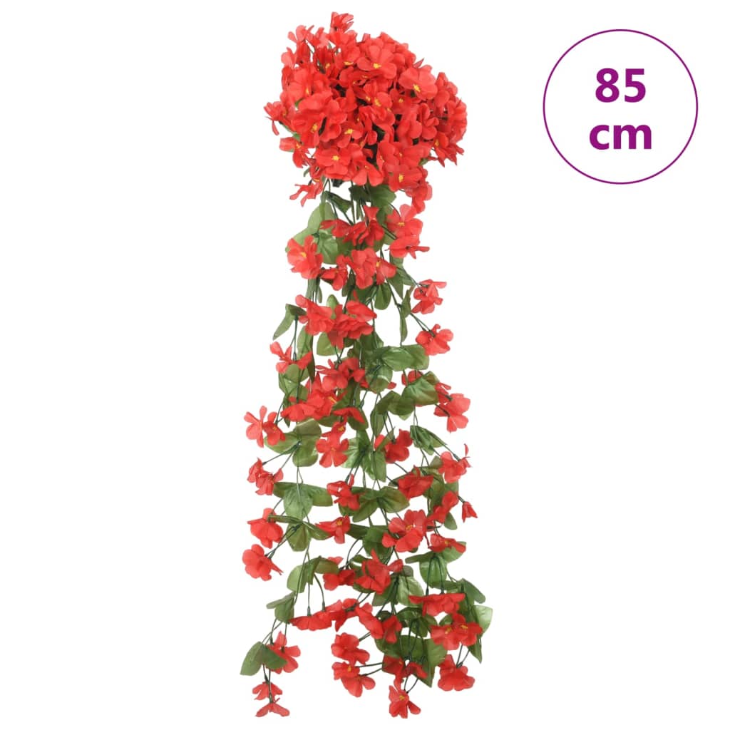 vidaXL Umelé kvetinové girlandy 3 ks červené 85 cm