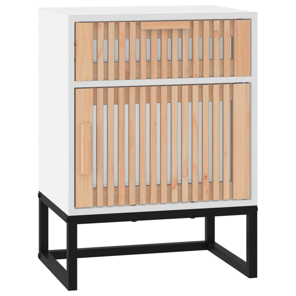 vidaXL Nočný stolík biely 40x30x55,5cm kompozitné drevo a železo