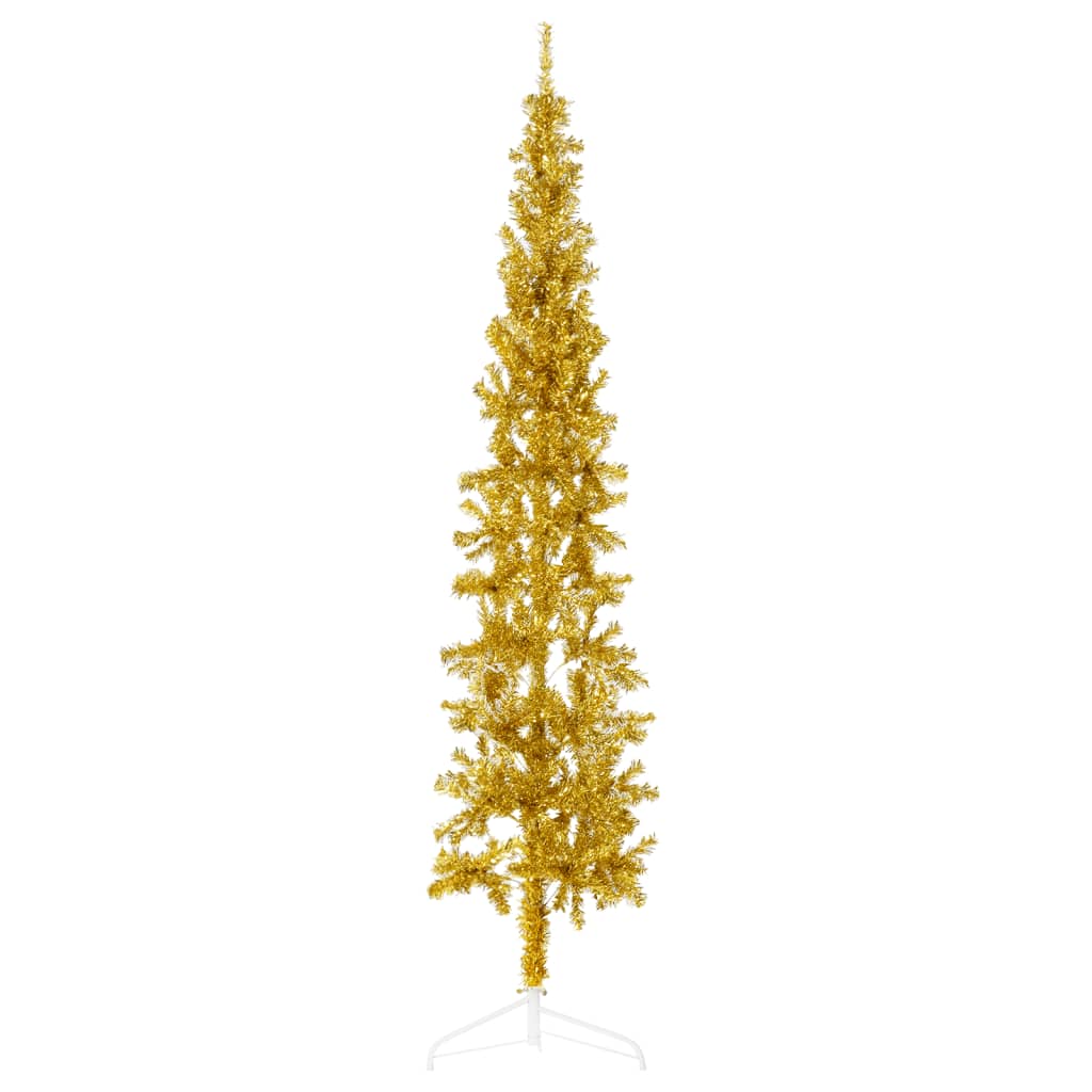 vidaXL Umelý vianočný polovičný stromček s podstavcom zlatý 180 cm