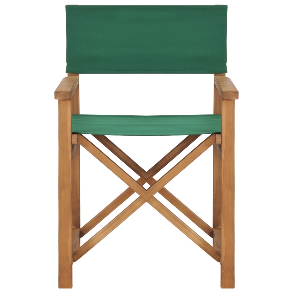 vidaXL Režisérska stolička, tíkový masív, zelená