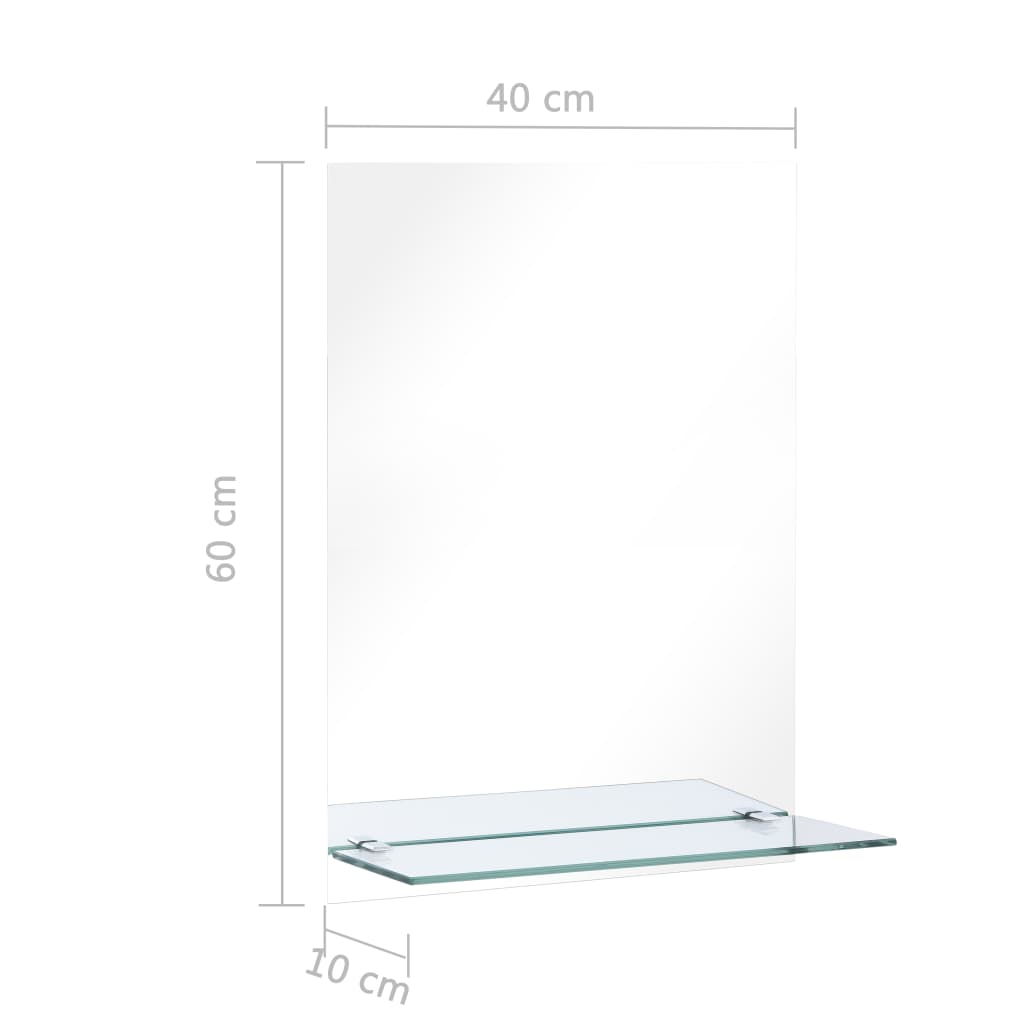 vidaXL Nástenné zrkadlo s poličkou 40x60 cm, tvrdené sklo