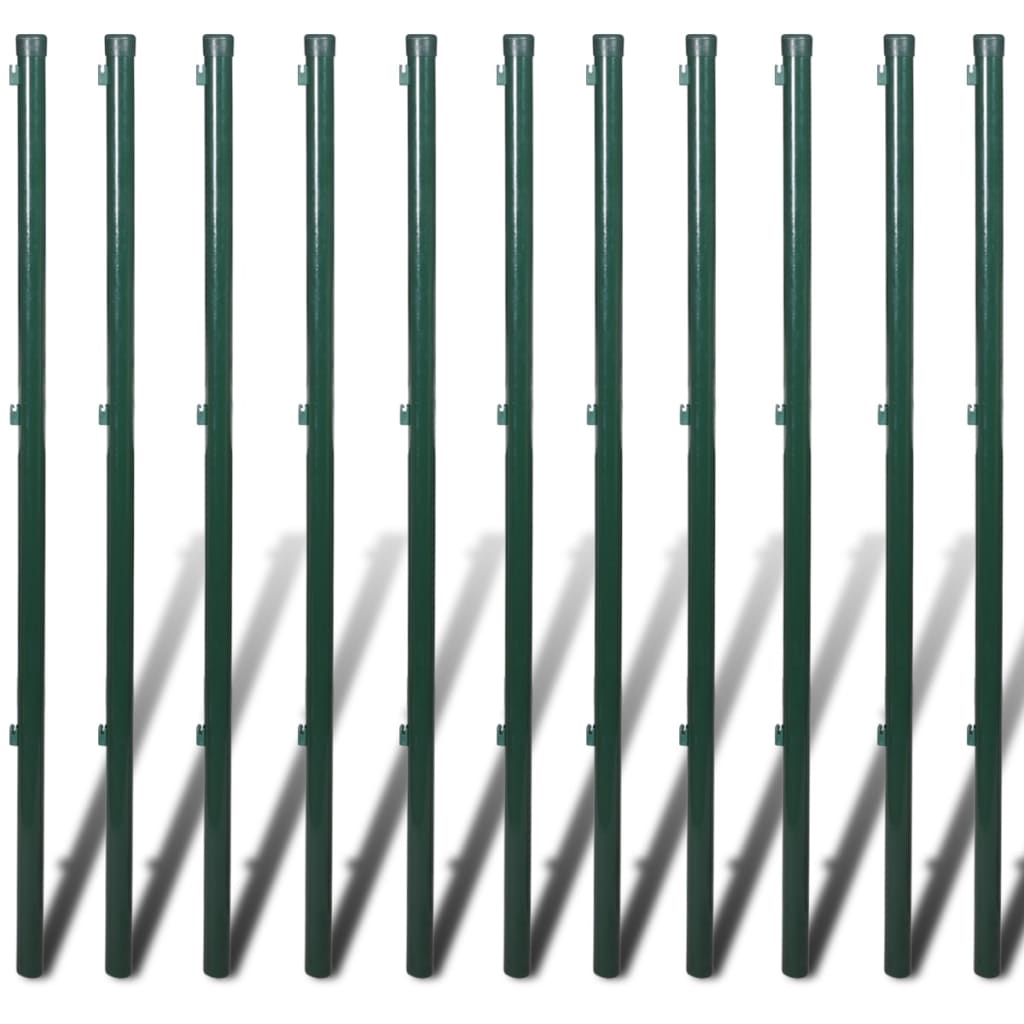 vidaXL Drôtené pletivo so stĺpikmi, oceľ 1x25 m, zelené