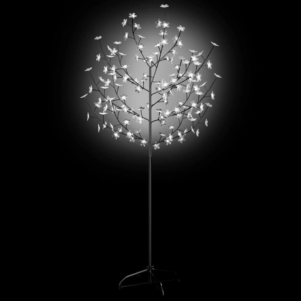 vidaXL Vianočný stromček 120 LED studené biele svetlo kvety čerešne 150 cm