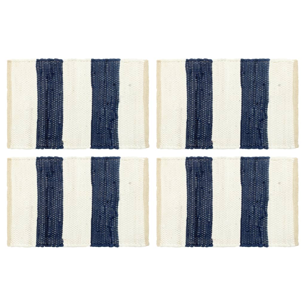 vidaXL Prestierania 4 ks chindi prúžkované modré a biele 30x45 cm