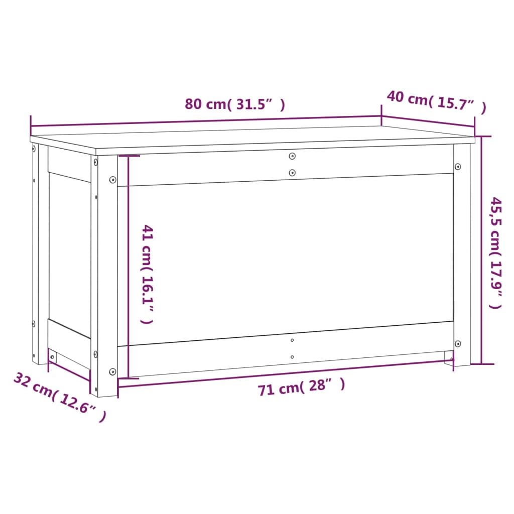 vidaXL Úložný box sivý 80x40x45,5 cm masívna borovica