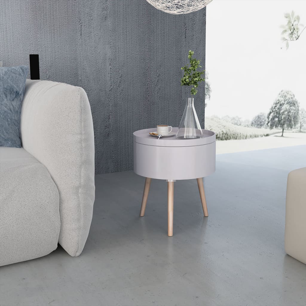 vidaXL Okrúhly konfrenčný stolík s táckou, 39,5x44,5 cm, šedý