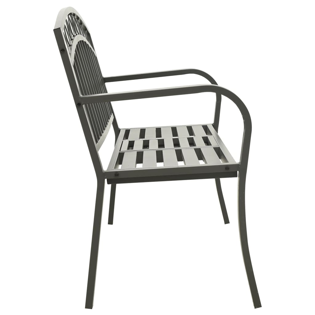 vidaXL Záhradná lavica so stolíkom sivá 120 cm oceľ