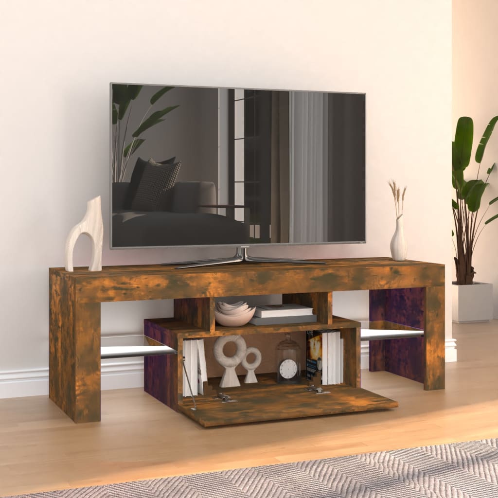 vidaXL TV skrinka s LED, tmavý dub 120x35x40 cm