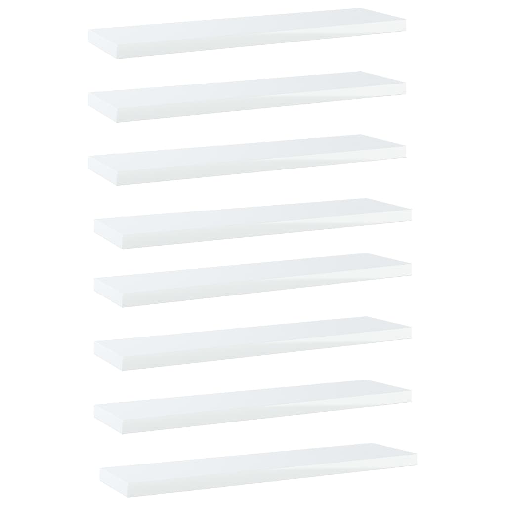 vidaXL Prídavné police 8 ks, lesklé biele 40x10x1,5 cm, drevotrieska