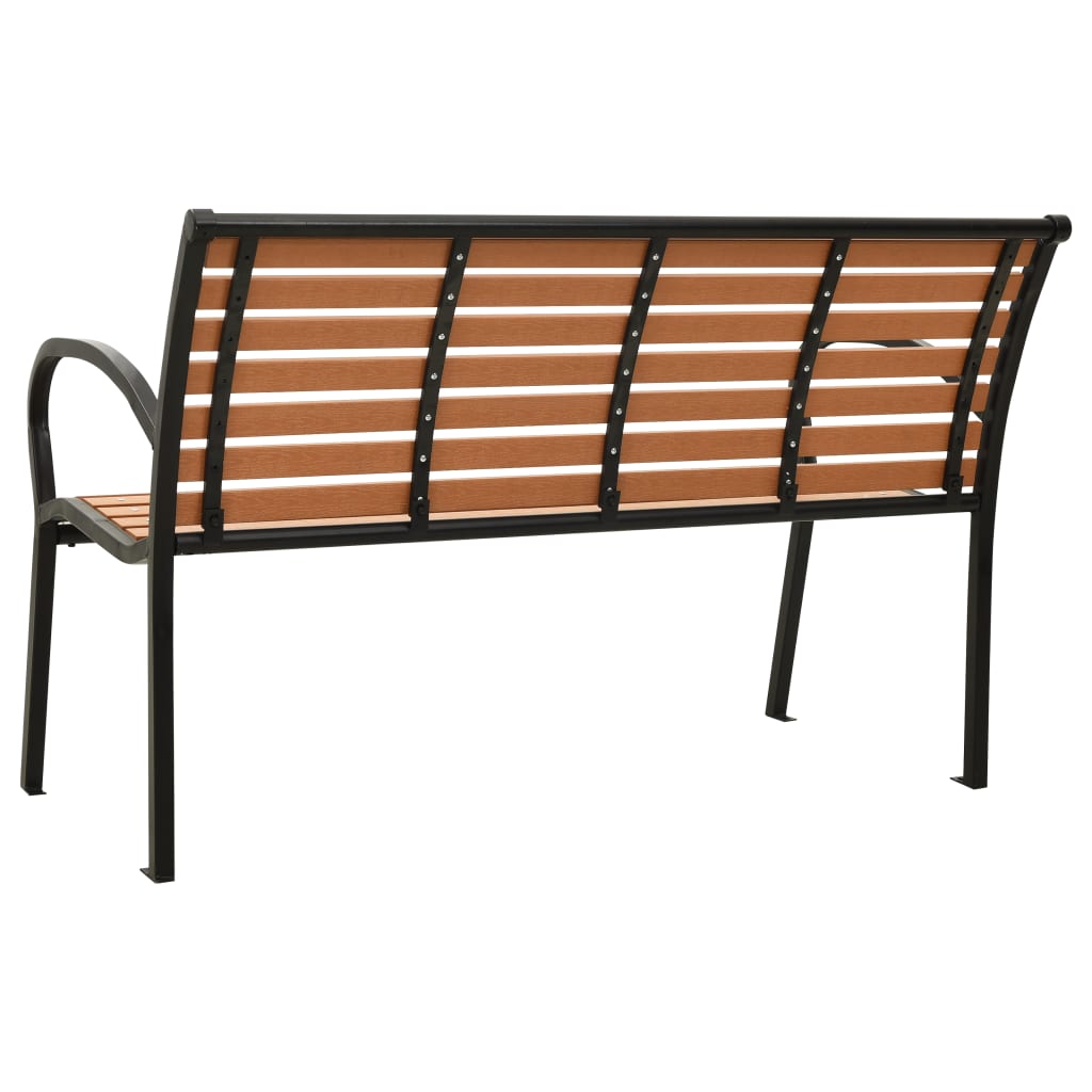 vidaXL Záhradná lavička 125 cm, oceľ a WPC, čierna a hnedá