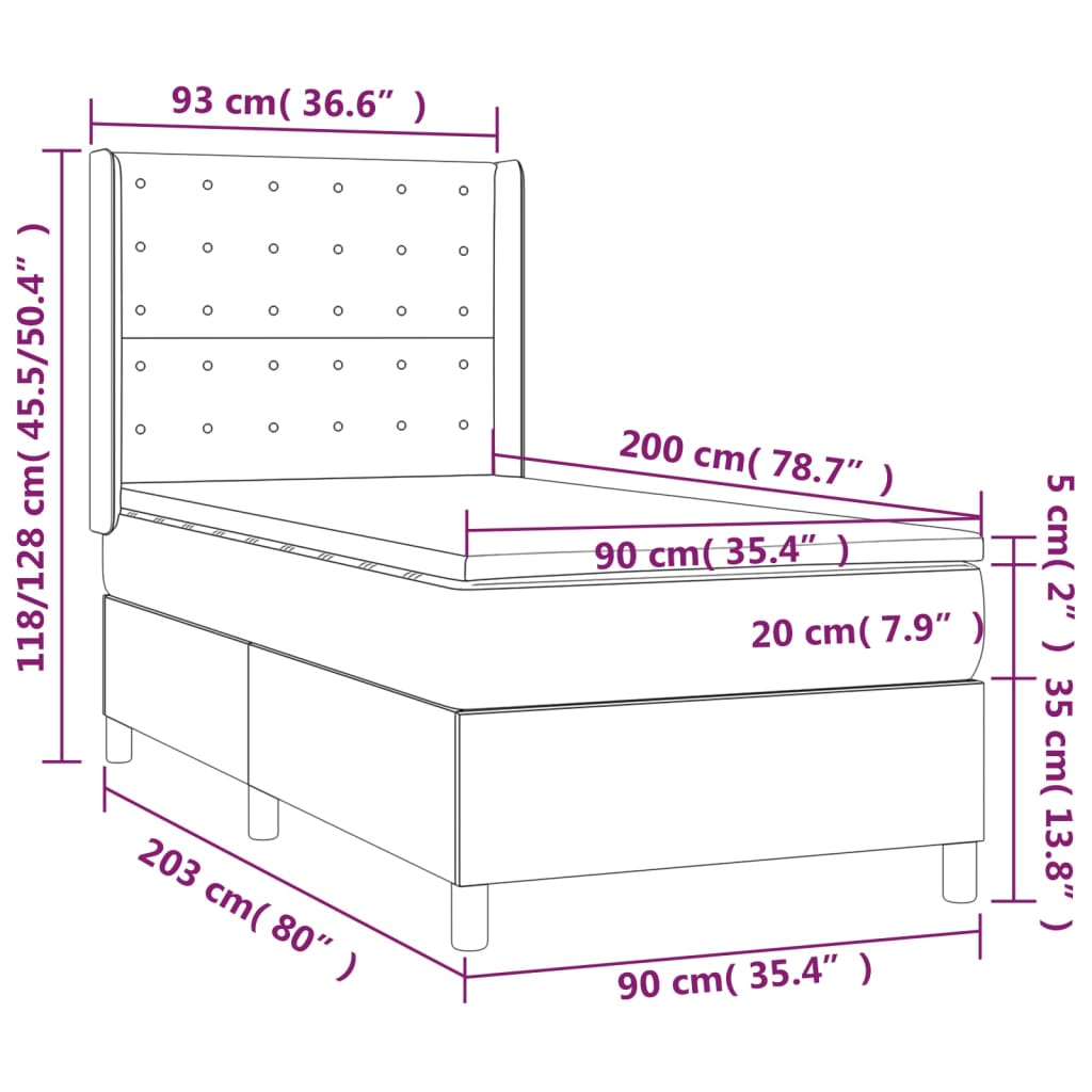 vidaXL Boxspring posteľ s matracom tmavosivá 90x200 cm látka