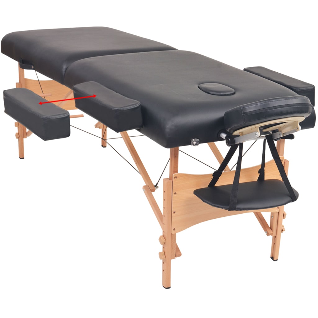 vidaXL Skladací masážny stôl, 2 zóny, 10 cm hrubý, čierny