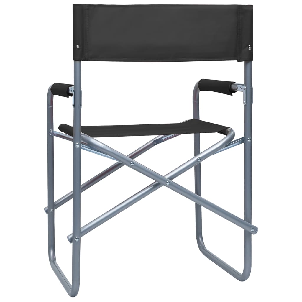 vidaXL Režisérske stoličky 2 ks, oceľ, čierne
