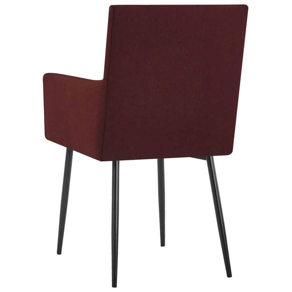 vidaXL Jedálenské stoličky s opierkami 2 ks, vínovo červené, látka