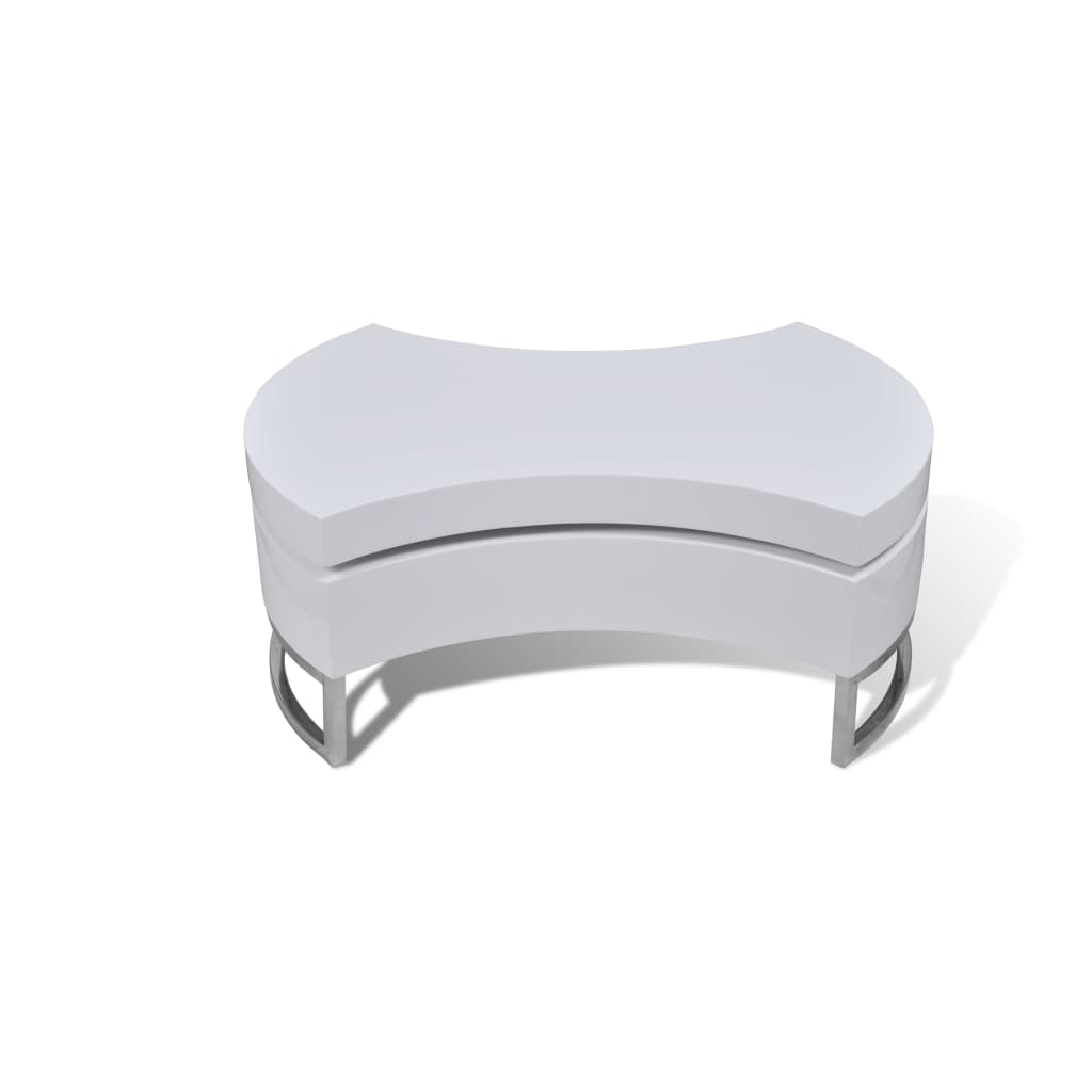 Konferenčný stolík s nastaviteľným tvarom, vysoko lesklá biela farba