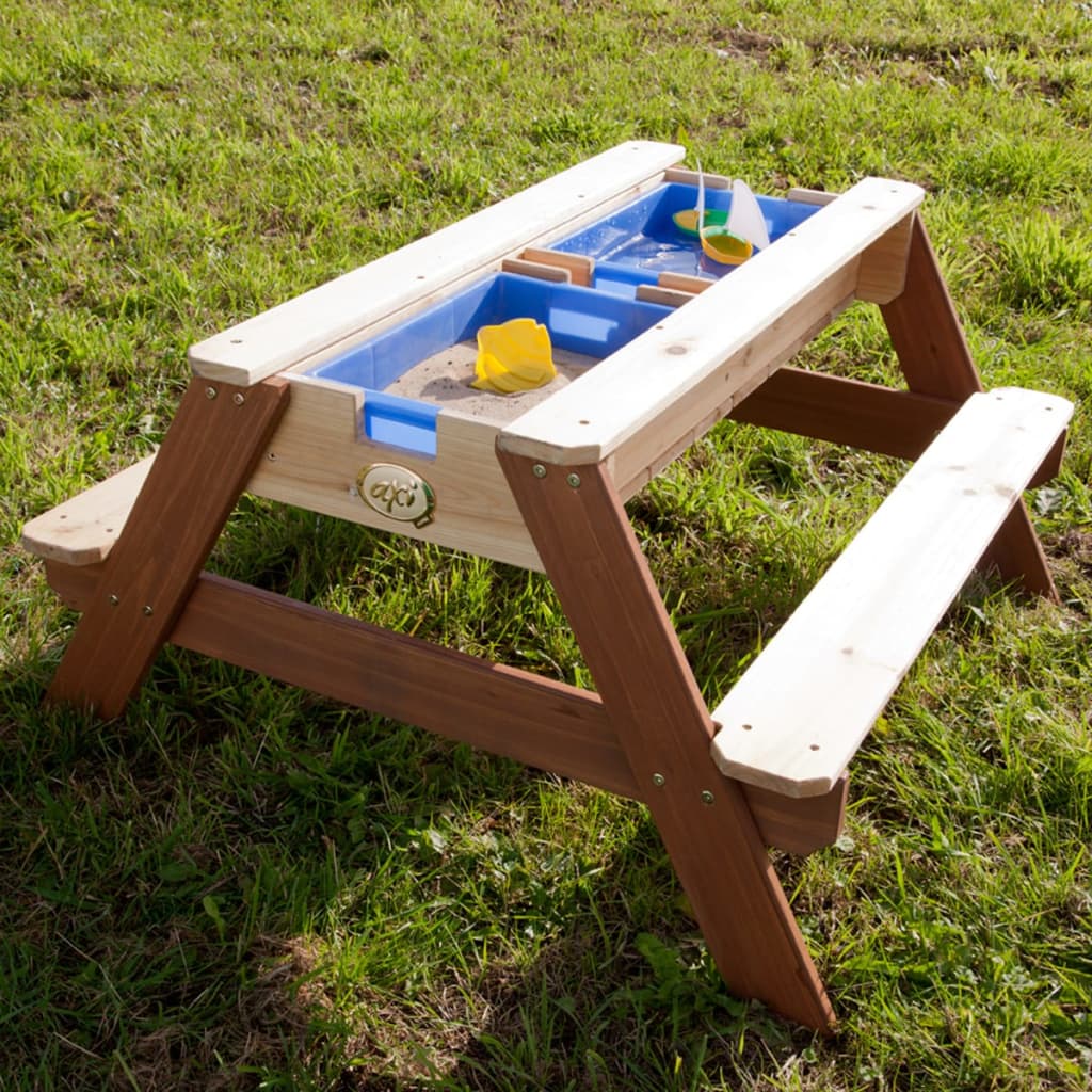 AXI Piknikový stôl Nick s priehradkami na piesok/vodu a slnečníkom
