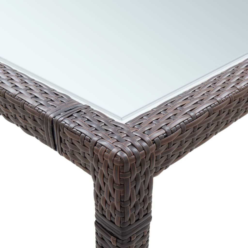 vidaXL Záhradný jedálenský stôl hnedý 200x200x74 cm polyratanový