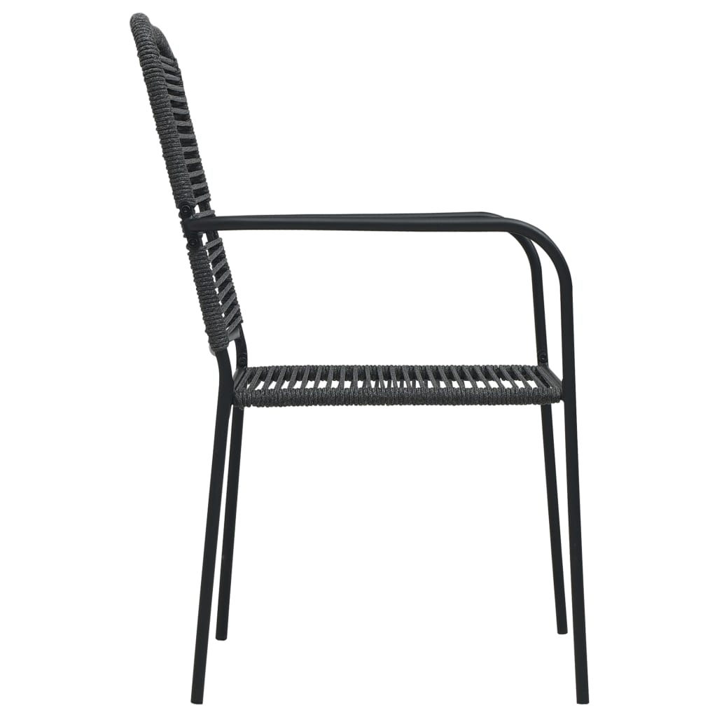 vidaXL Záhradné stoličky 4 ks čierne bavlnené šnúry a oceľ