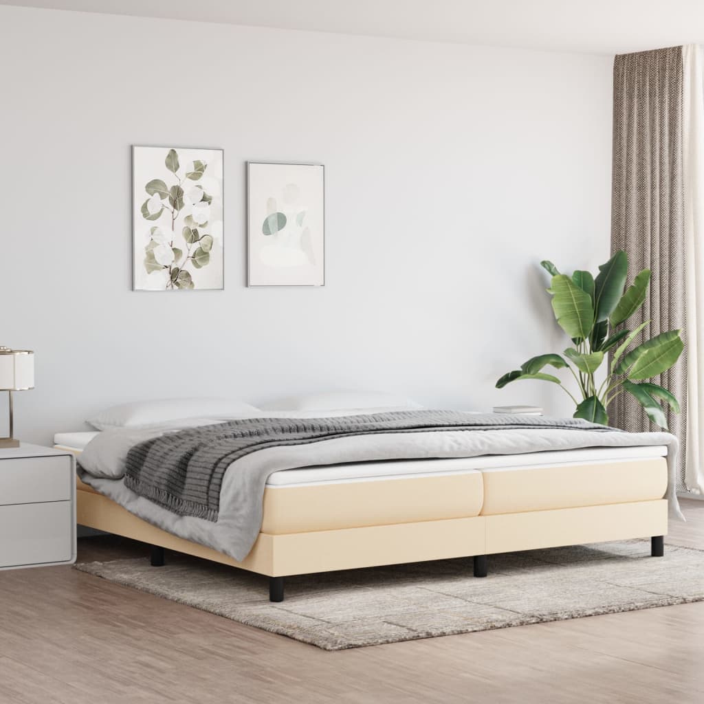 vidaXL Boxspring posteľ s matracom krémová 200x200 cm látka