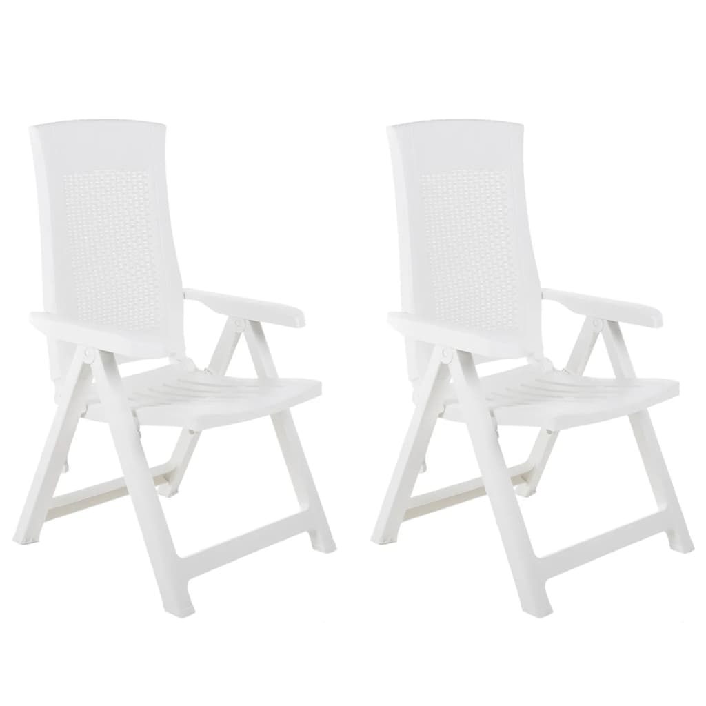 vidaXL Sklápacie záhradné stoličky 2 ks plastové biele