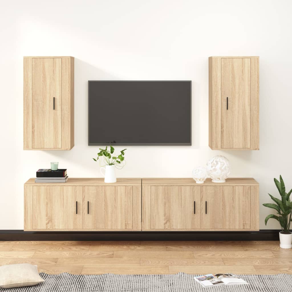 vidaXL 4-dielna súprava TV skriniek dub sonoma spracované drevo