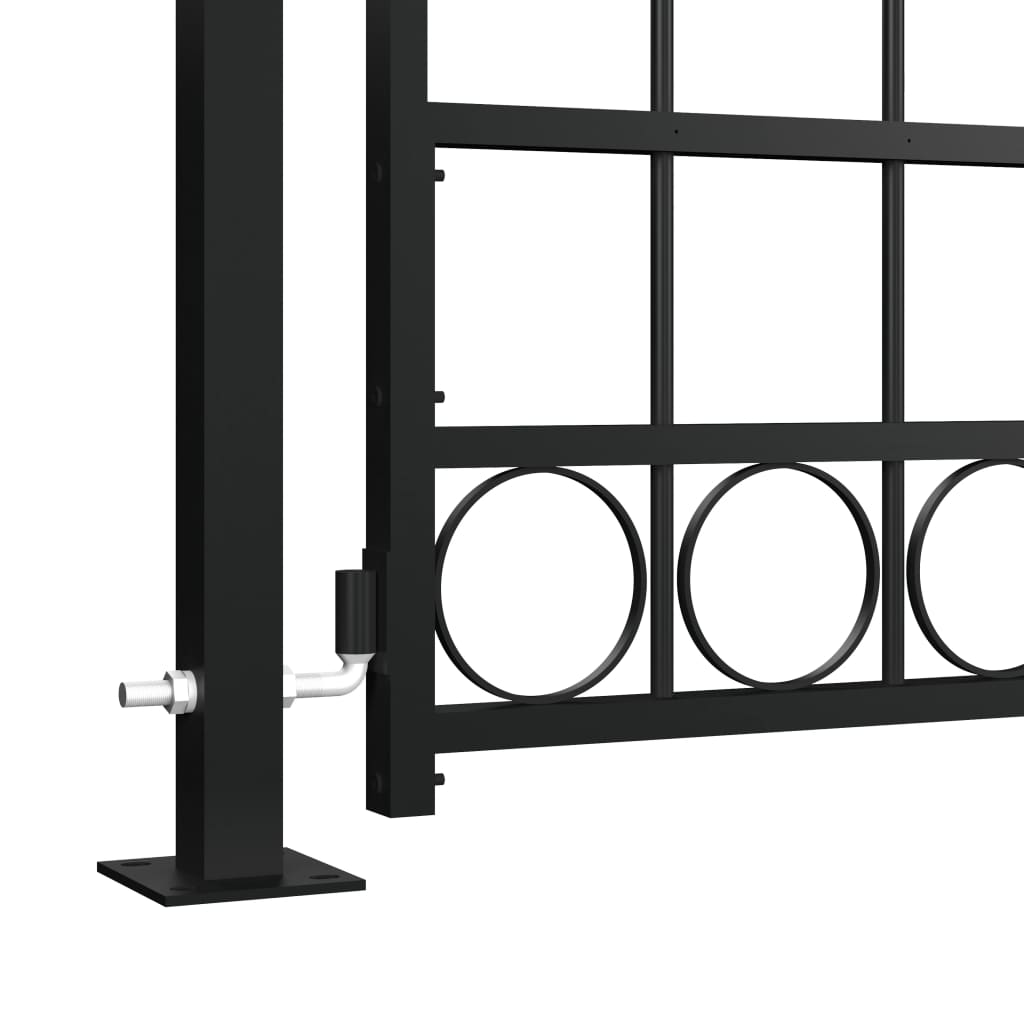 vidaXL Plotová brána s oblúkom a 2 stĺpikmi 105x204 cm, čierna
