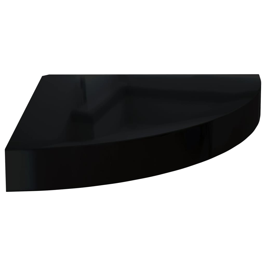 vidaXL Plávajúce rohové police 4 ks, lesklé čierne 25x25x3,8 cm, MDF