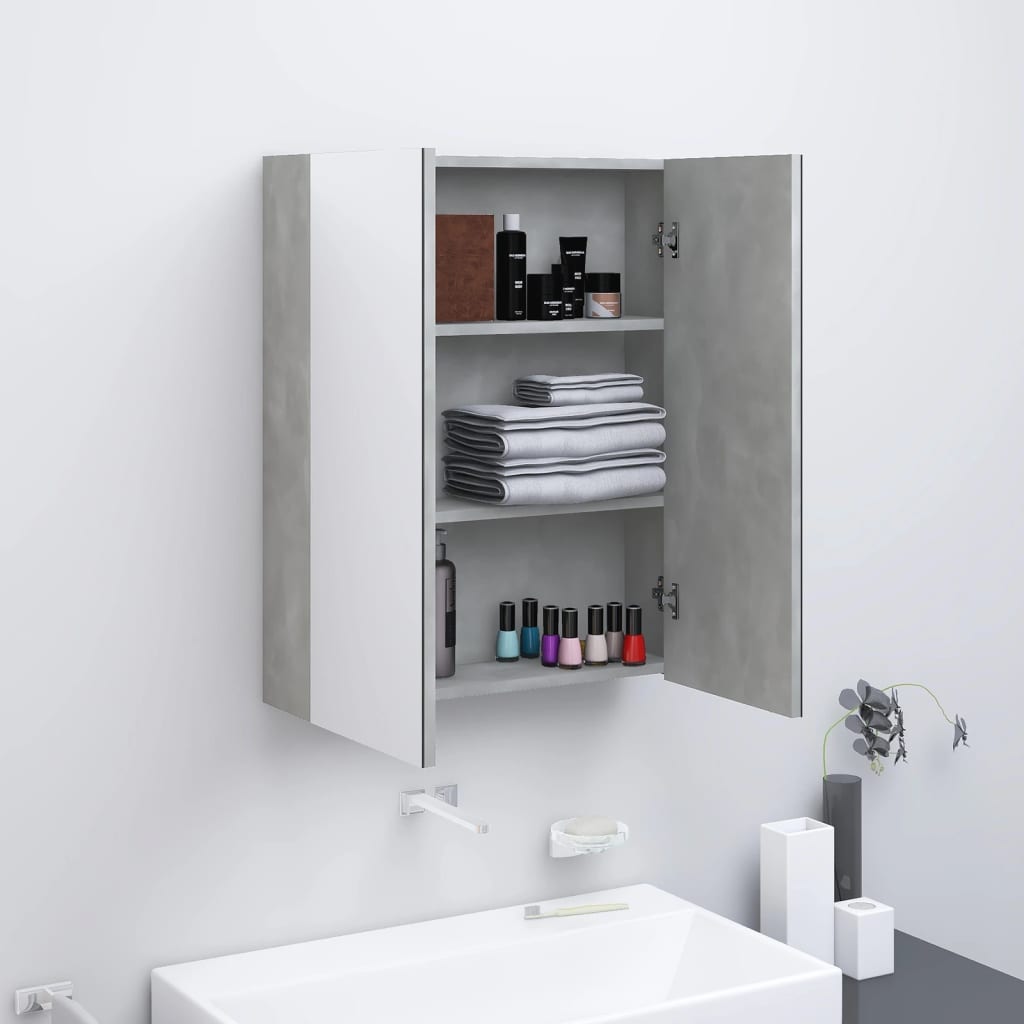 vidaXL Kúpeľňová zrkadlová skrinka 60x15x75 cm MDF betónovo sivá