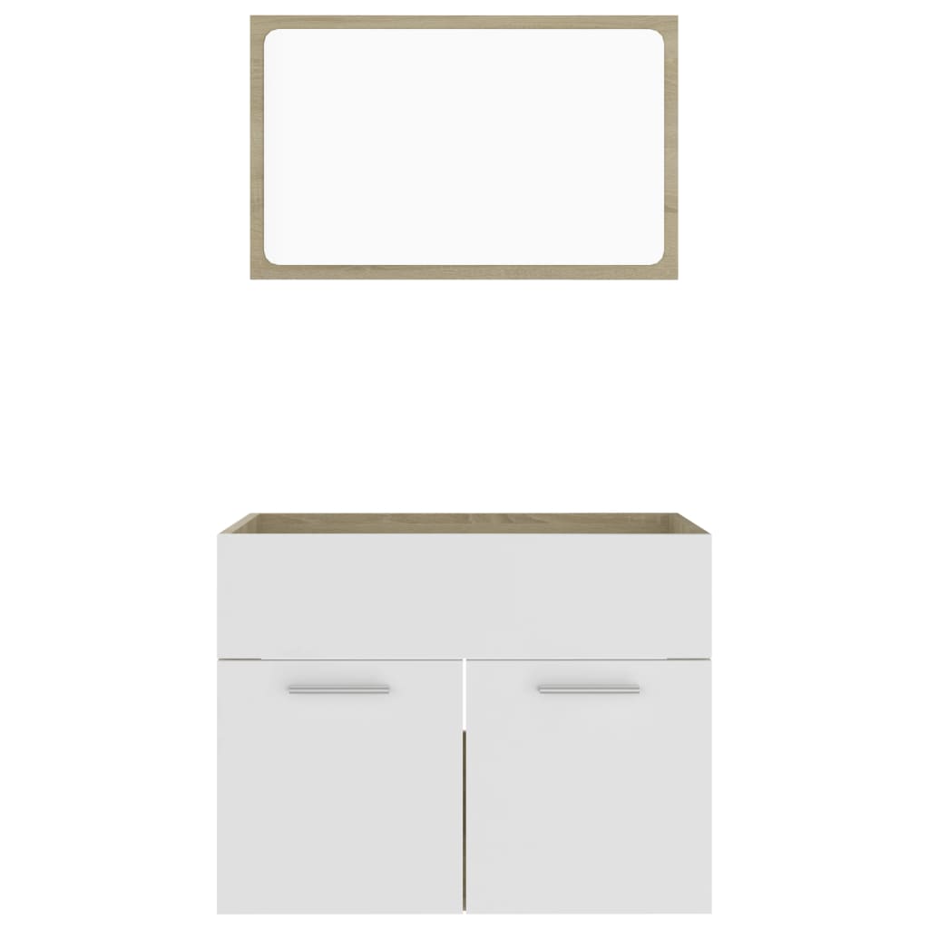 vidaXL 2-dielna súprava kúpeľňového nábytku biela a sonoma drevotrieska