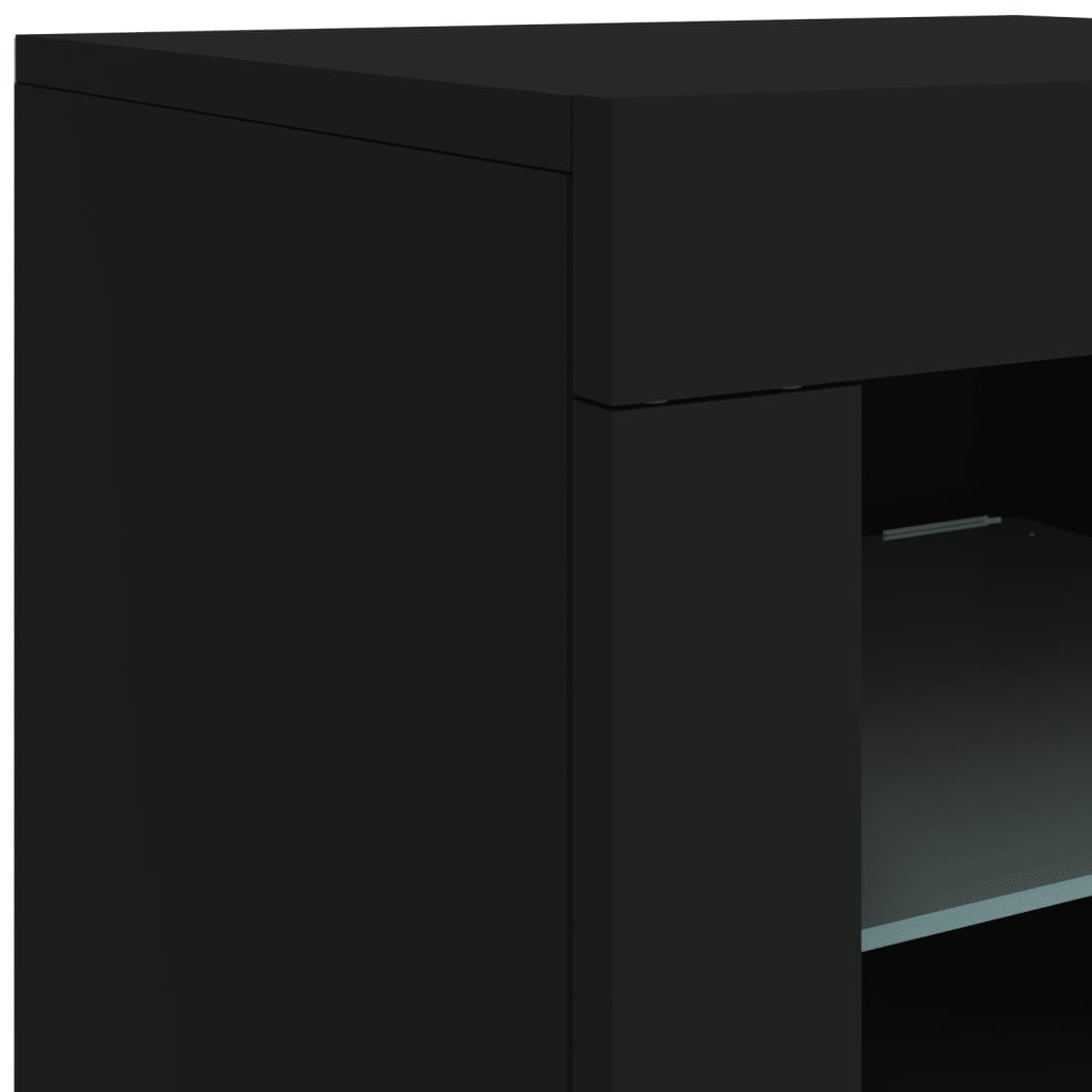 vidaXL Komoda s LED svetlami čierna 181,5x37x67 cm