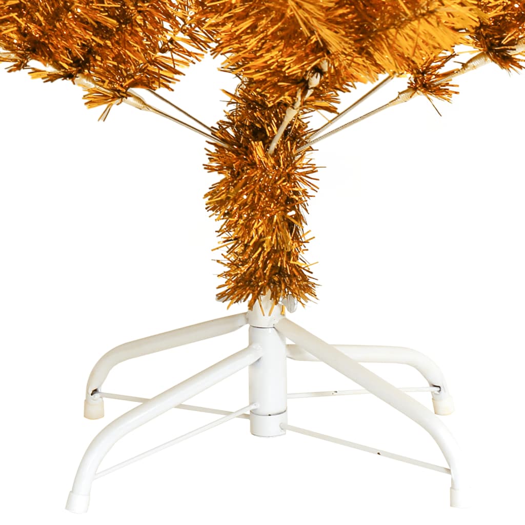 vidaXL Umelý vianočný stromček so stojanom, zlatý 150 cm, PET