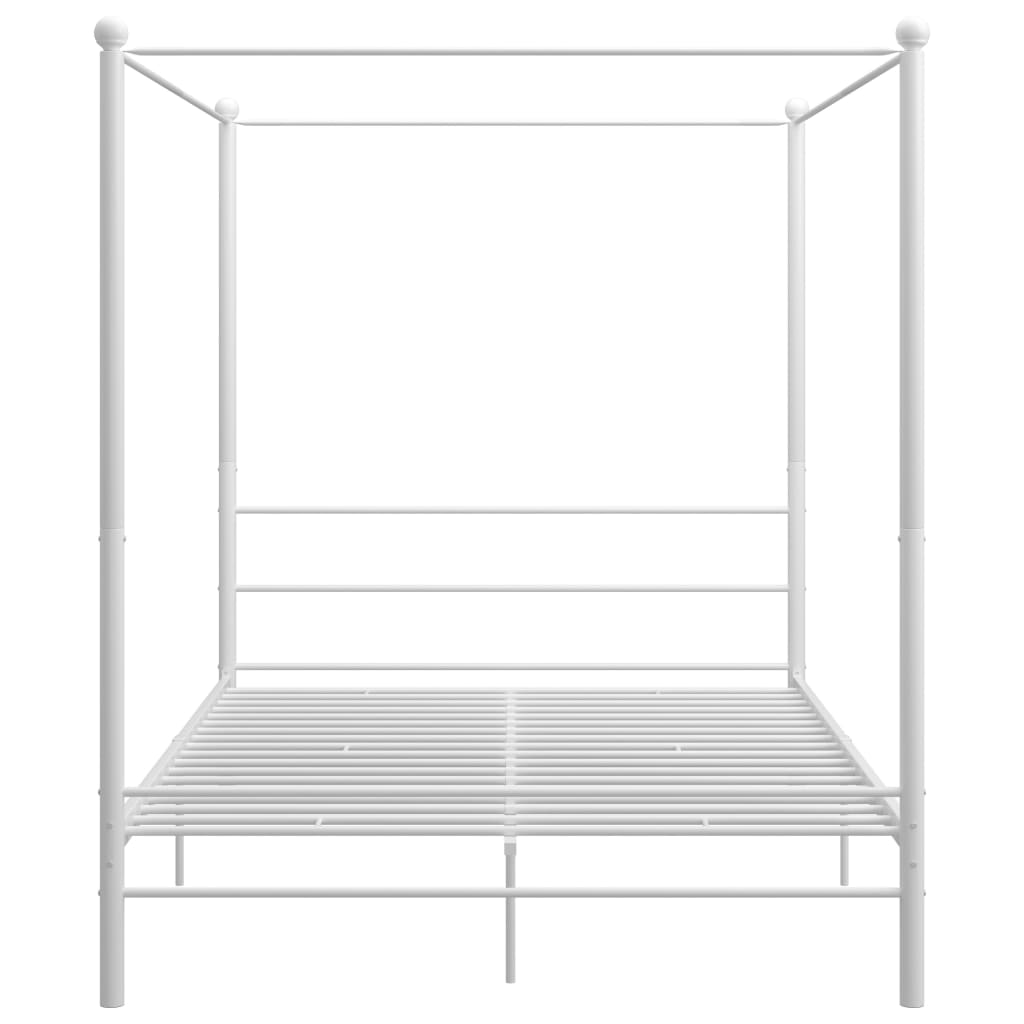 vidaXL Posteľný rám s baldachýnom biely kovový 160x200 cm