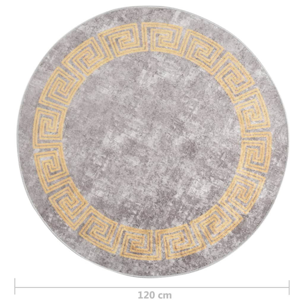 vidaXL Prateľný koberec φ120 cm sivý protišmykový