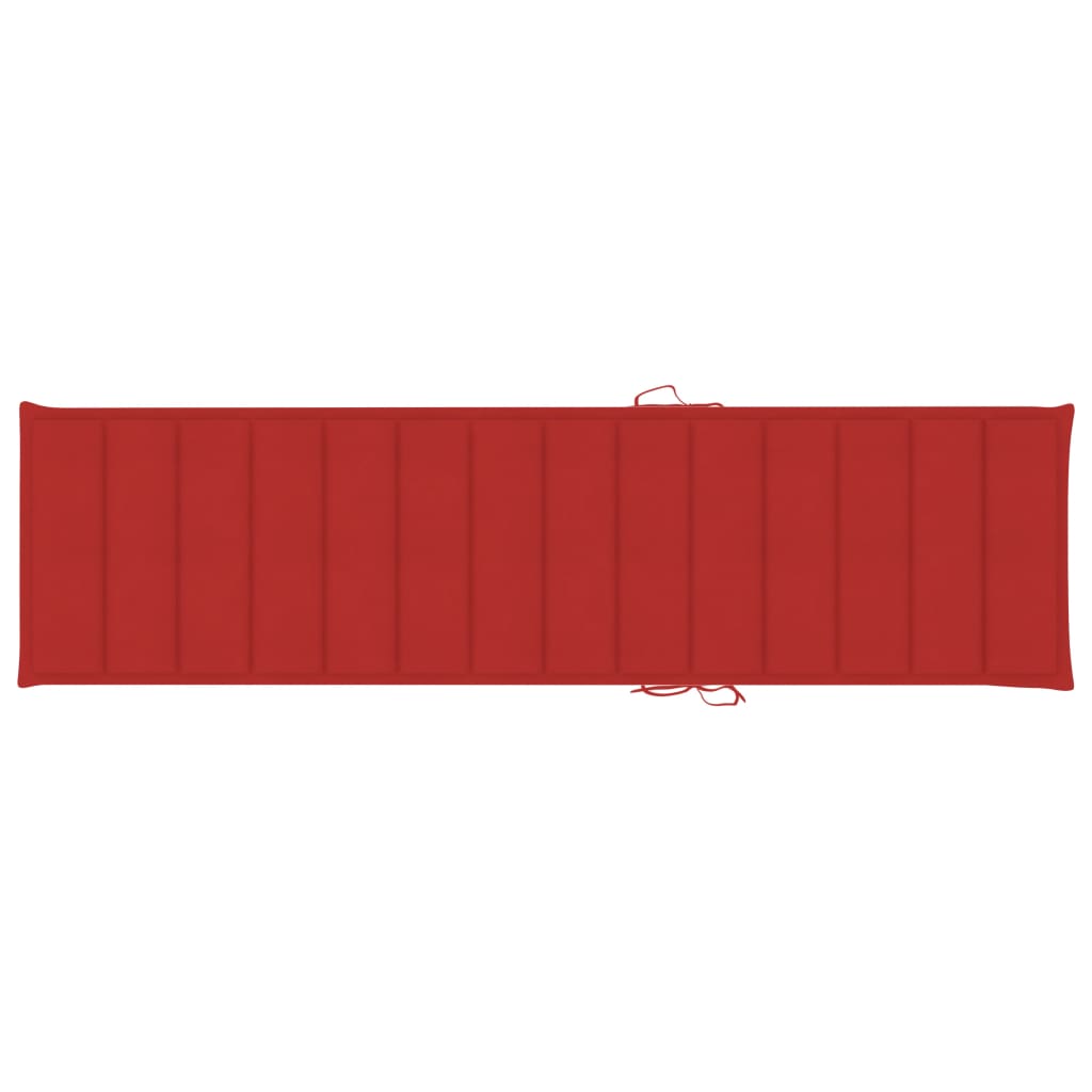 vidaXL Záhradné ležadlo s červenou podložkou tíkový masív