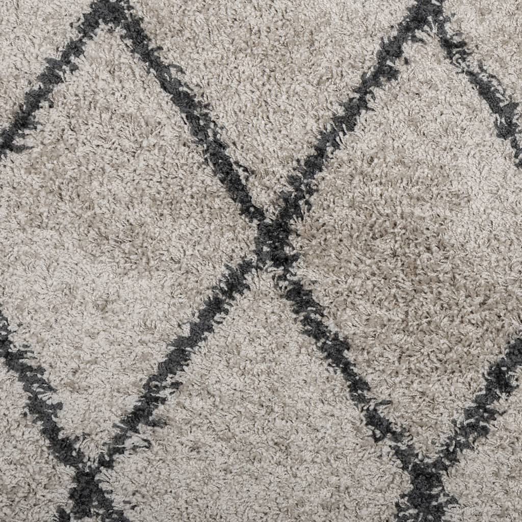 vidaXL Chlpatý koberec vysoký vlas moder. béžovo-antracitový 120x120cm