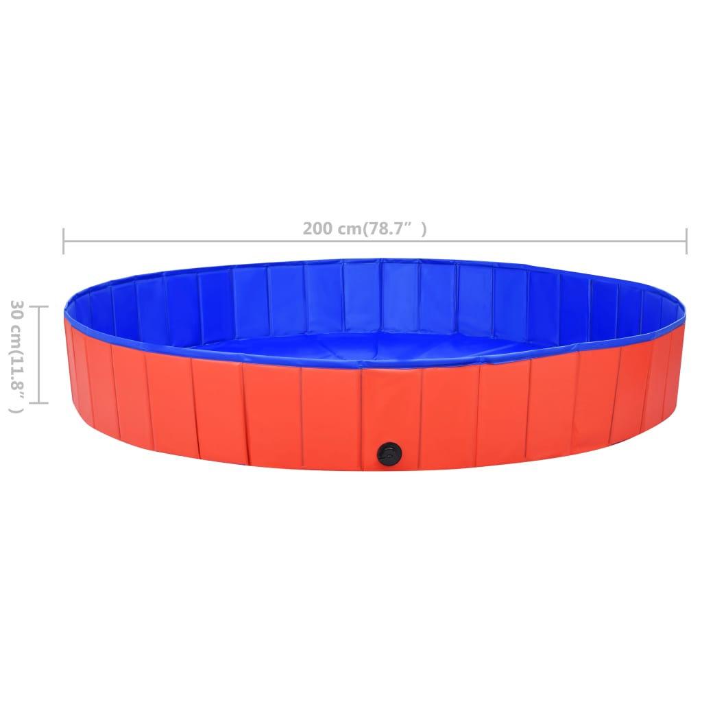 vidaXL Skladací bazén pre psov červený 200x30 cm PVC