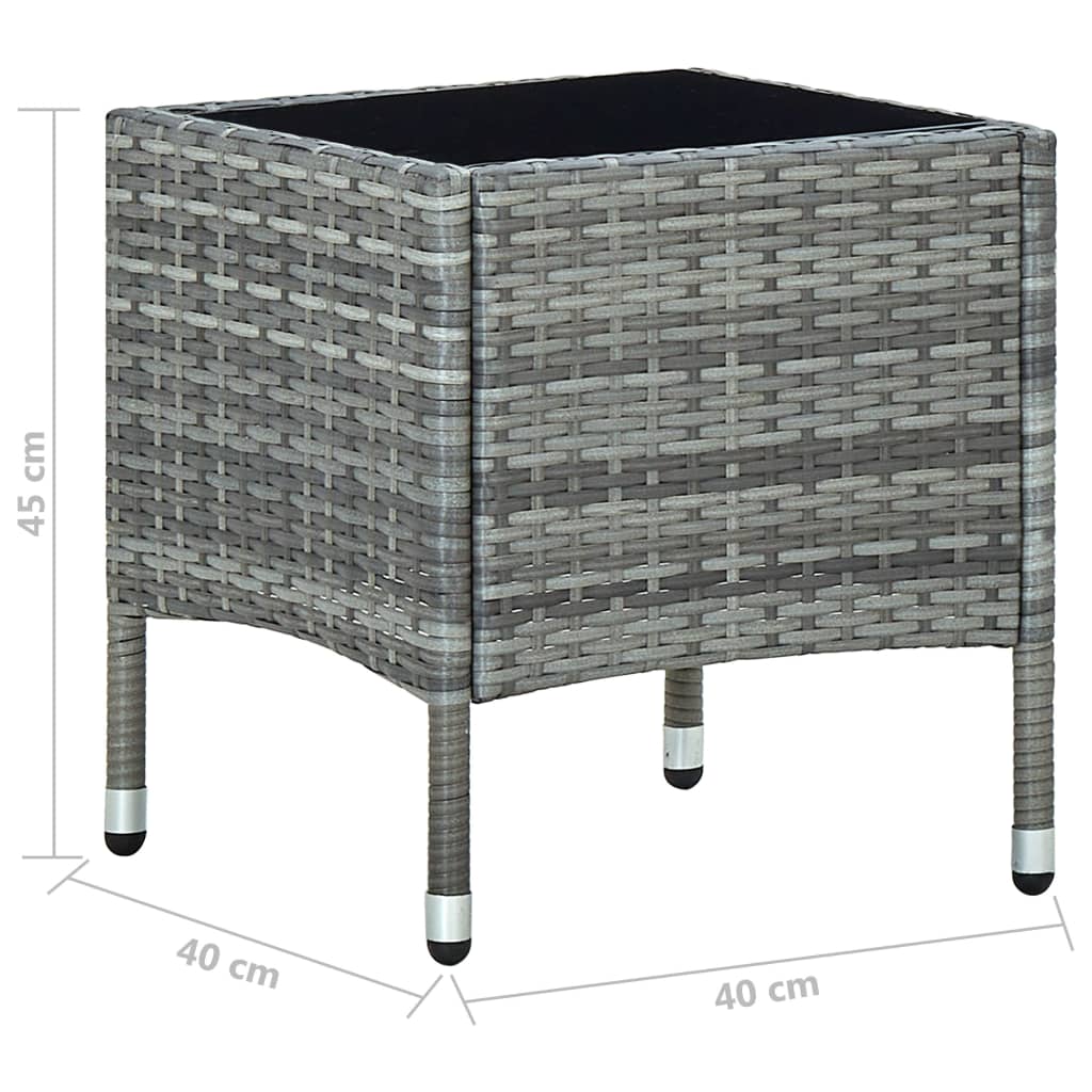 vidaXL Záhradný stôl sivý 40x40x45 cm polyratanový